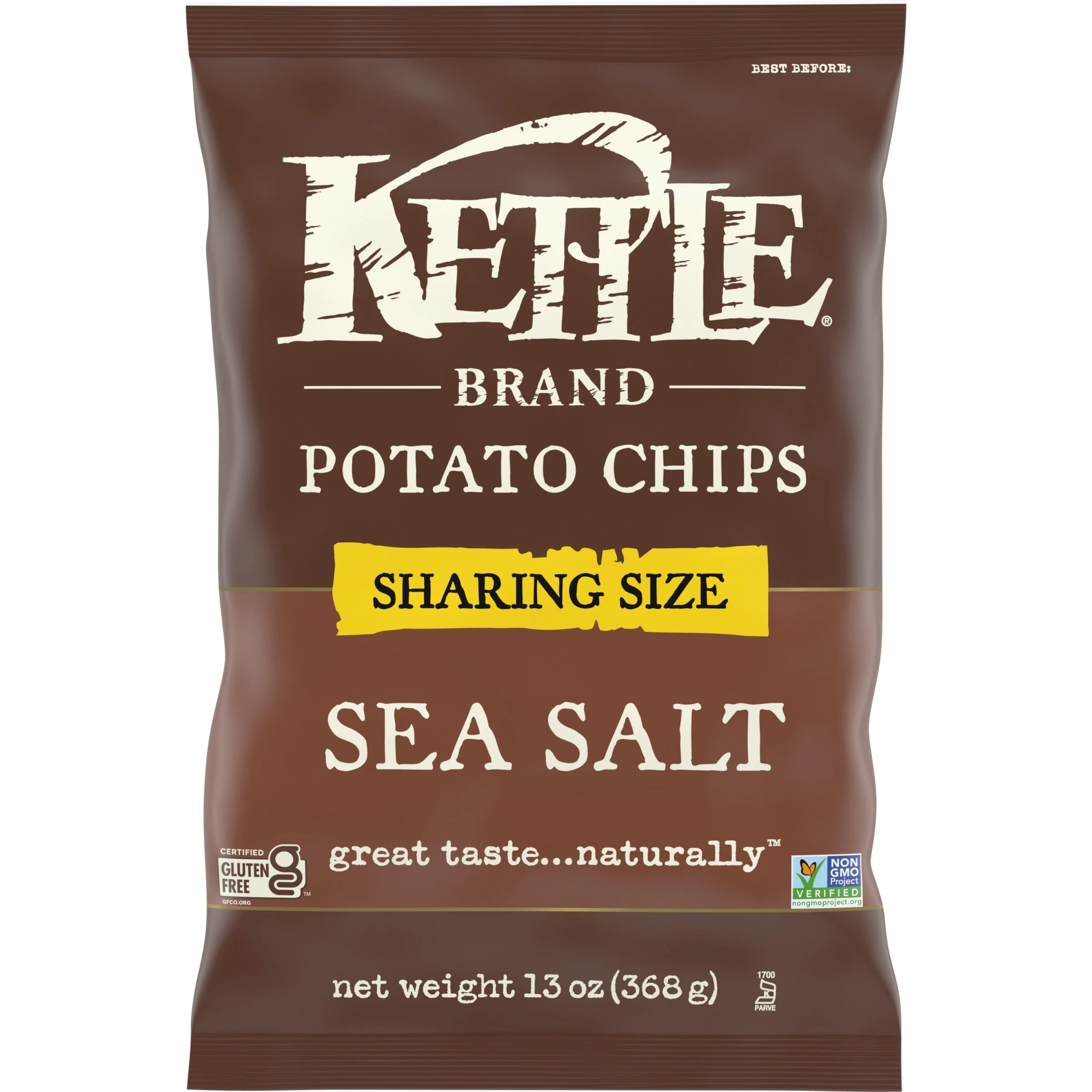 Kettle Brand Potato Chips Sea Salt Kettle Chips Sharing Size 13 Ounce Size - 9 Per Case.