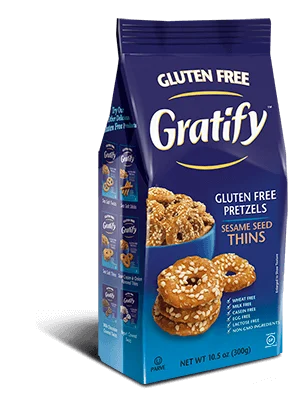 Gratify Gluten Free Pretzel Sesame Seed Thins ~3 PACK~