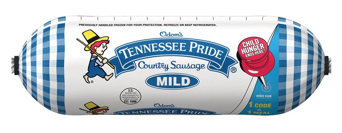 Odoms Tennessee Pride Mild Roll Sausage 16 Ounce Size - 12 Per Case.