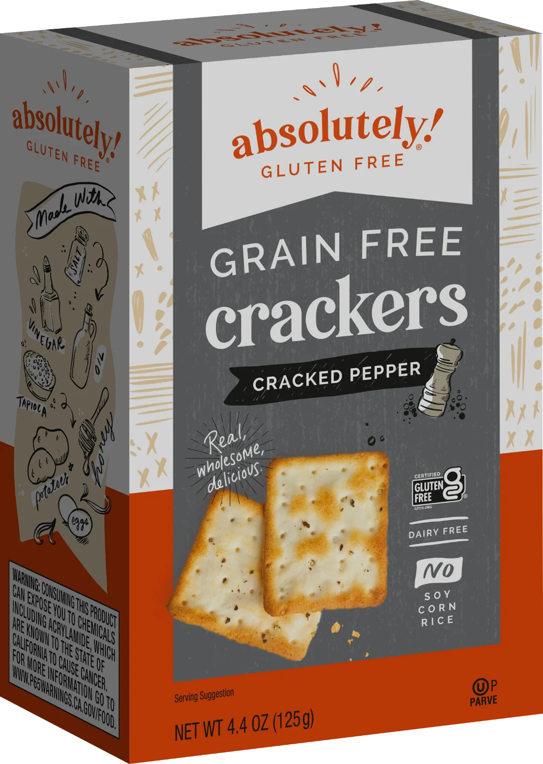Absolutely Gluten Free Crackers "GRAIN FREE" Cracked Pepper Crackers