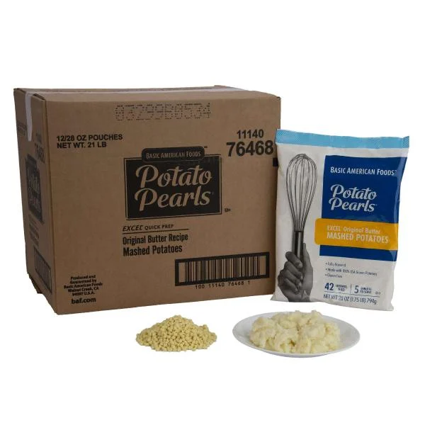 Potato Pearls Excel Original Butter Mashed Potatoes 28 Ounce Size - 12 Per Case.
