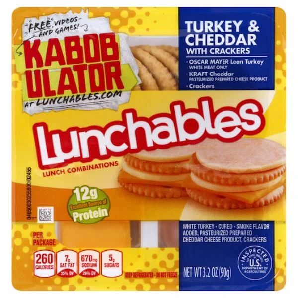 Lunchable Turkey & Cheddar Cheese, 3.2 Ounce Size - 16 Per Case.