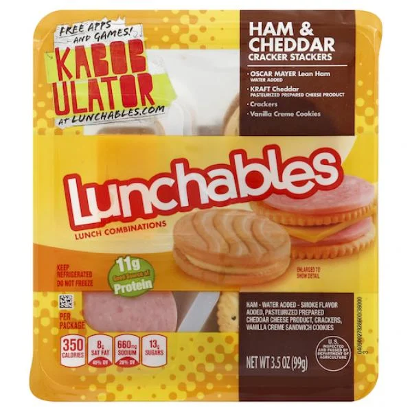 Oscar Mayer Lunchables Ham & Cheddar Cheese With Vanilla Creme Cookies 3.5 Ounce Size 16/Case