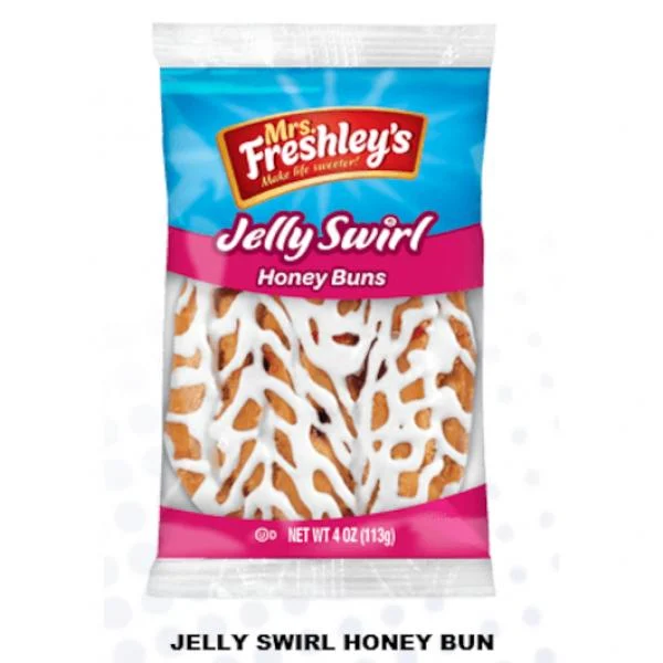 Mrs. Freshley's Jelly Swirl Honey Bun 4 Ounce Size - 54 Per Case.