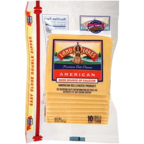 Land-O-Lakes Sliced Yellow Deli American 8 Ounce Size - 12 Per Case.