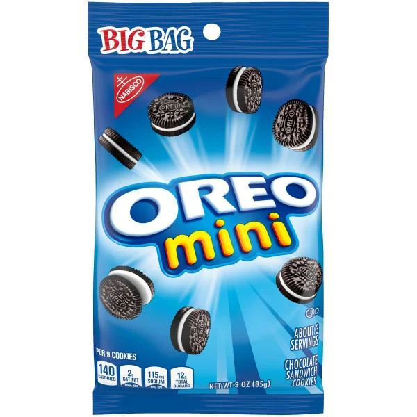 Oreo Cookies Single Serve Sandwich Mini Chocolate 3 Ounce Size - 12 Per Case.