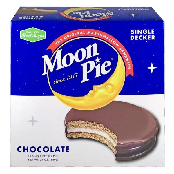 Moonpie Marshmallow Sandwich Chocolate Single Decker 12 Count Packs - 8 Per Case.