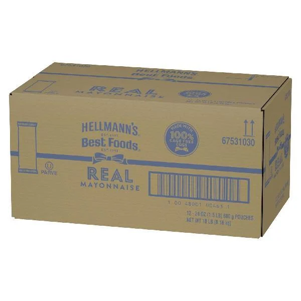 Hellmann's Real Mayonnaise Pouch Packof 24 Fluid Ounce - 12 Per Case.