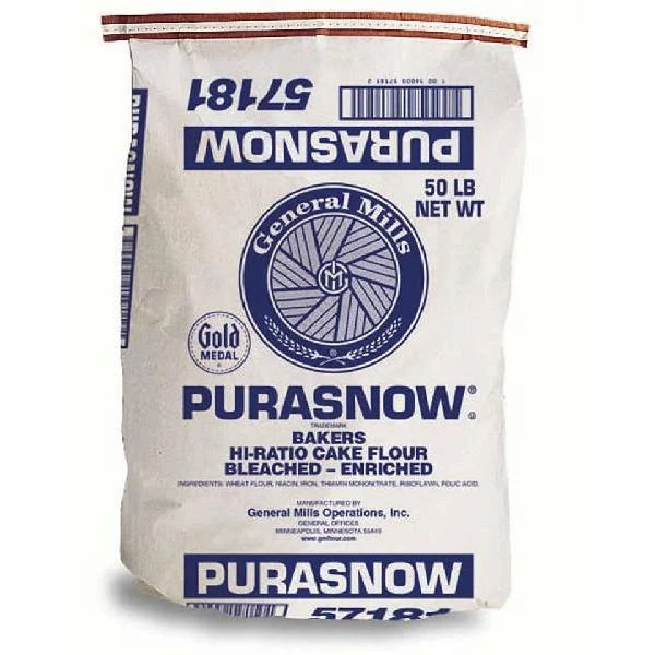 Gold Medal Purasnow Hi Ratio Cake Flour Bleached Enriched 50 Pound Each - 1 Per Case.