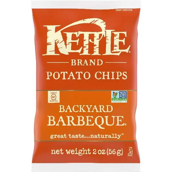 Kettle Brand Potato Chips Backyard Barbequeketle Chips Snack Bag 2 Ounce Size - 24 Per Case.