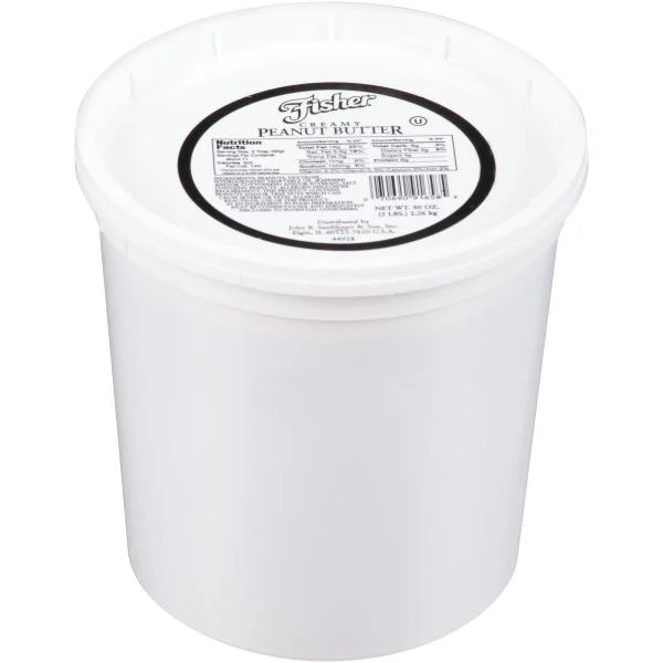 Pails Of Fisher Creamy Peanut Butter 80 Ounce Size - 6 Per Case.