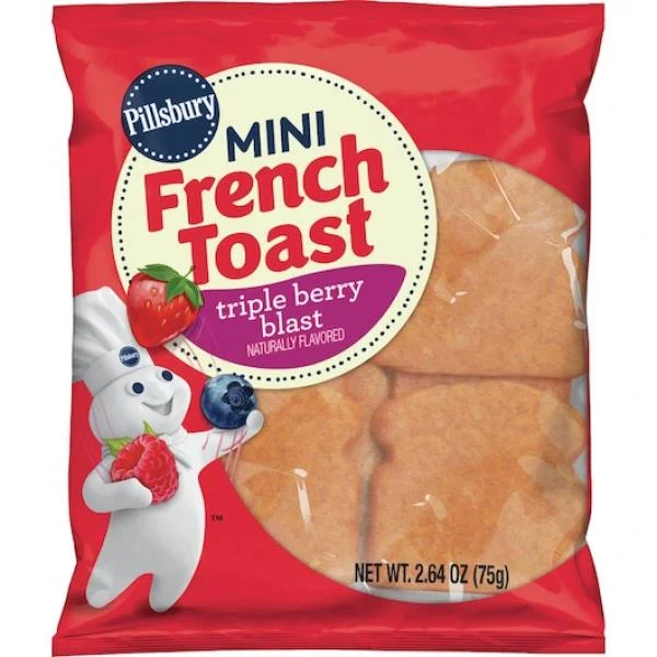 Pillsbury Frozen Mini French Toast Tripleberry Blast 2.64 Ounce Size - 72 Per Case.