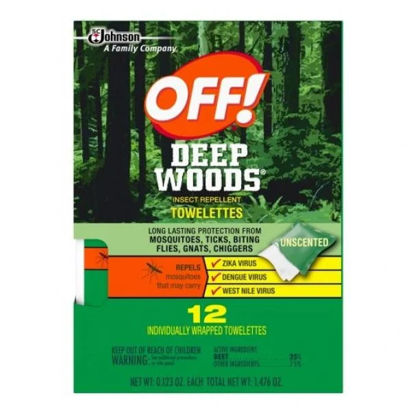 Off Deep Woods Off Towelettes 12 Count Packs - 12 Per Case.