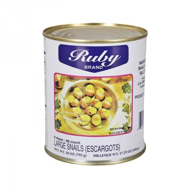 Packer Large Escargot Snails 28 Ounce Size - 12 Per Case.