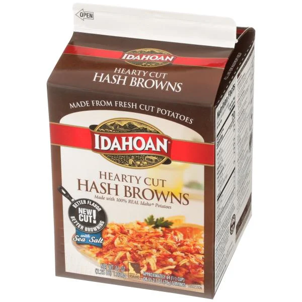 Idahoan Shreds Hearty Cut Hash Browns Withsea Salt & Cracked Black Pepper 2.25 Pound Each - 6 Per Case.