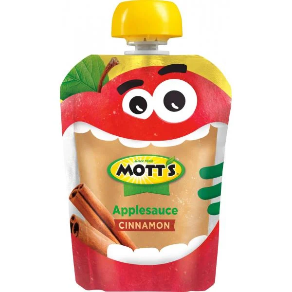 Mott's Cinnamon Applesauce Clear Pouches 3.175 Ounce Size - 48 Per Case.