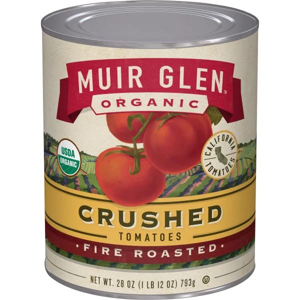 Muir Glen Organic Tomatoes Crushed Fire Roasted 28 Ounce Size - 12 Per Case.