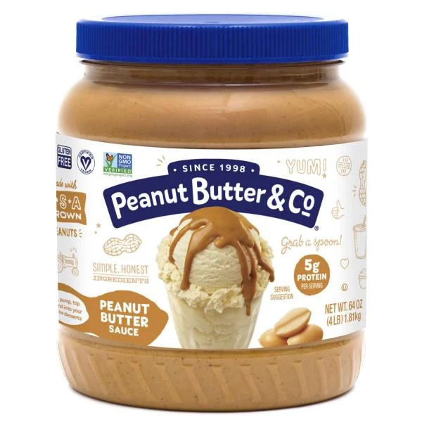 Peanut Butter Sauce All Natural Pumpable Peanut Butter Vegan Non Gmo Kosher Glu 4 Pound Each - 6 Per Case.