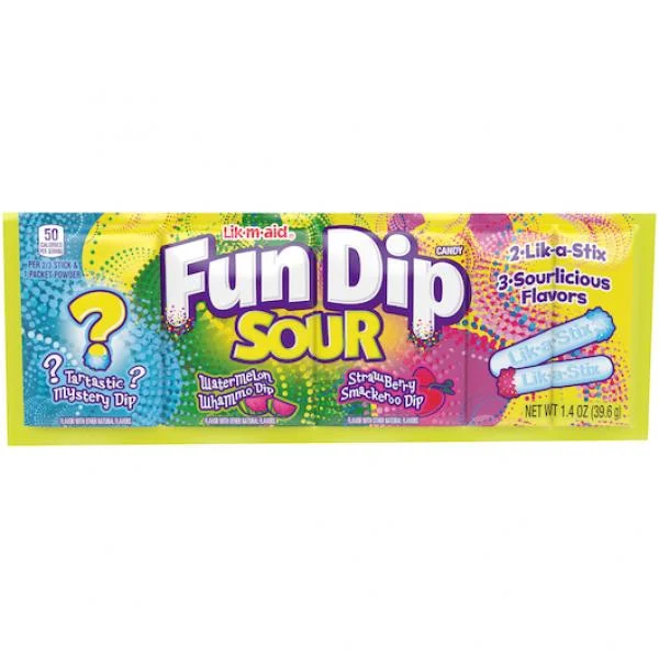 Lik M Aid Fun Dip Sour 1.4 Ounce Size - 288 Per Case.