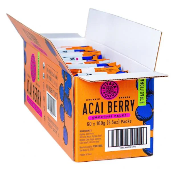 Pitaya Plus Organic Acai Traditional Smoothie Packs 100 Grams Each - 60 Per Case.