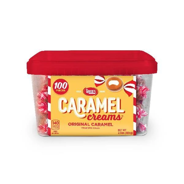 Goetze Candy Caramel Creams Square Tub 2.5 Pound Each - 6 Per Case.