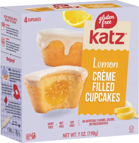 Katz Gluten Free Heavenly Crème filled Cupcakes - Lemon