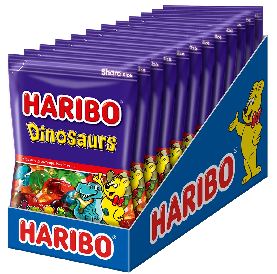 Haribo Confectionery Dinosaur Peg BagDrc 8 Ounce Size - 10 Per Case.