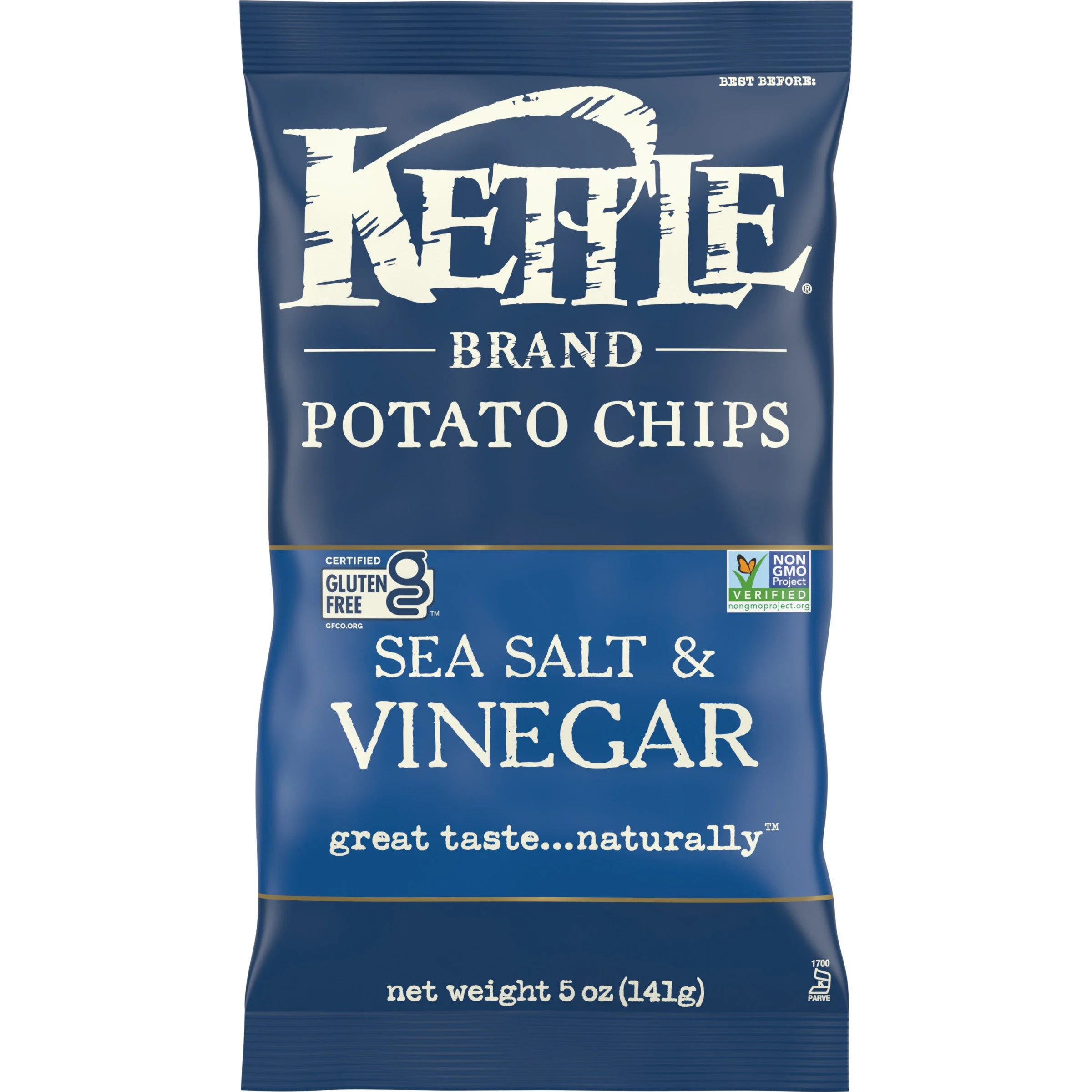 Kettle Brand Potato Chips Salt & Vinegar Kettle Chips 5 Ounce Size - 15 Per Case.